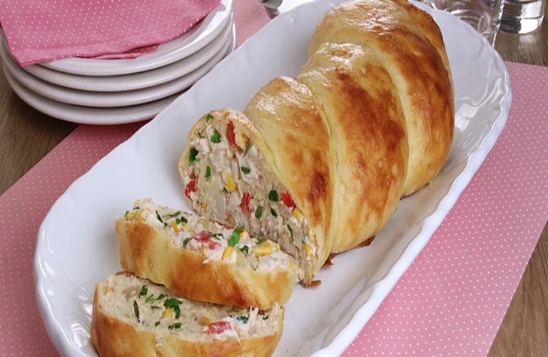 rosca de batata-doce com frango